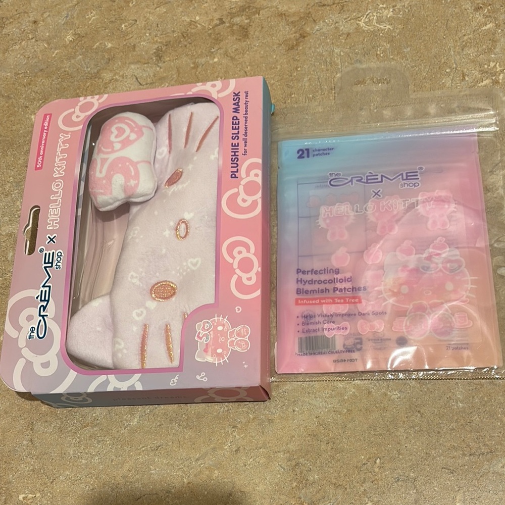 Hello Kitty Plushie Sleep Mask and Blemish Patches Set